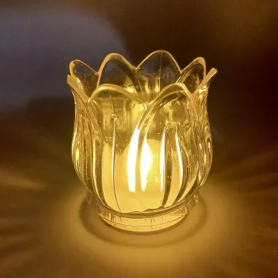 Retro Crystal Tulip Decor Candle LED Lamp Light